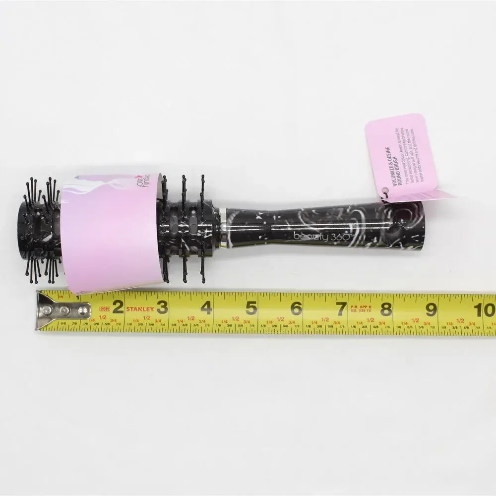CVS Volume & Define Round Barrel Hair Brush Heat Styling Tool Black Marble New!